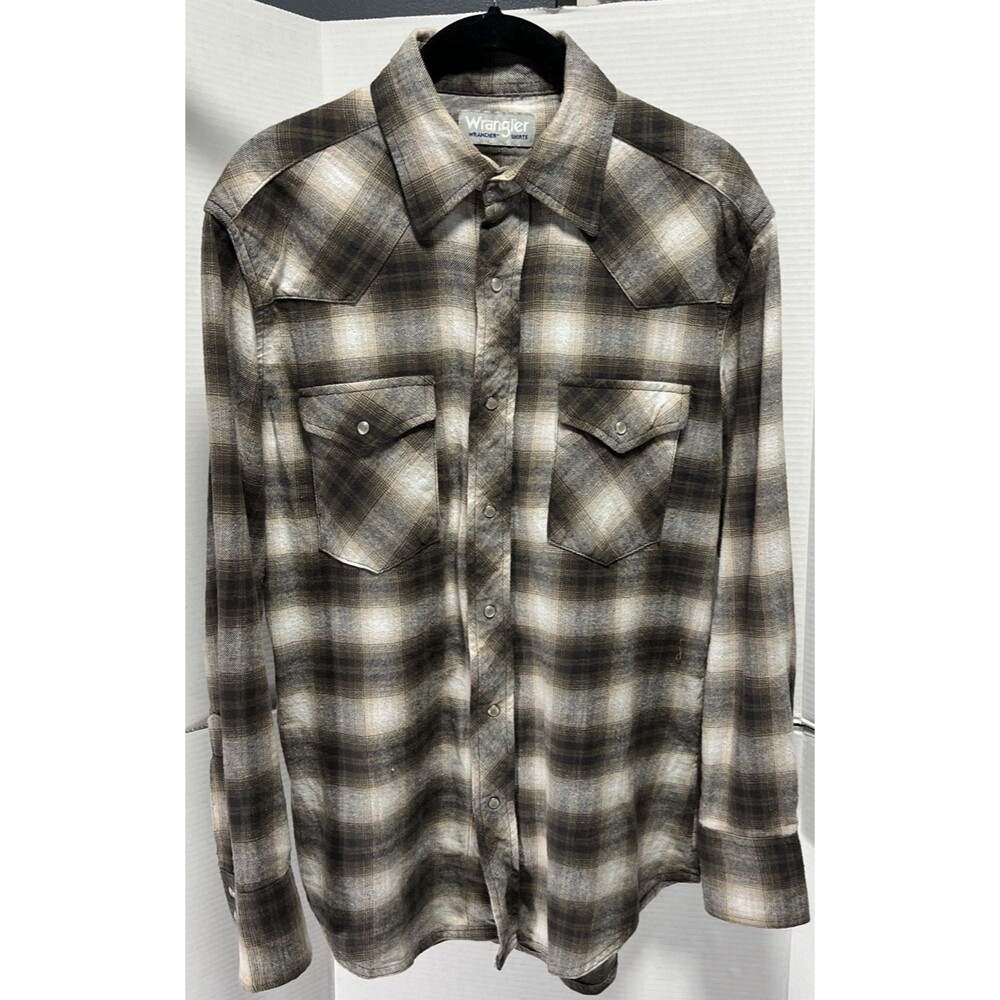 Wrangler Pearl Snap Wrancher Flannel Medium